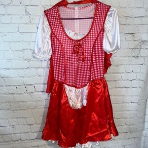 COPY - Kids The Little Red Riding Hood costume dress Red and white gingham. Hoo…